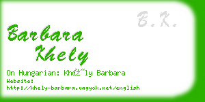 barbara khely business card